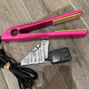CHI Pink Ceramic Flat Iron Hair Straightener | Works | Visible Crack (See Photos